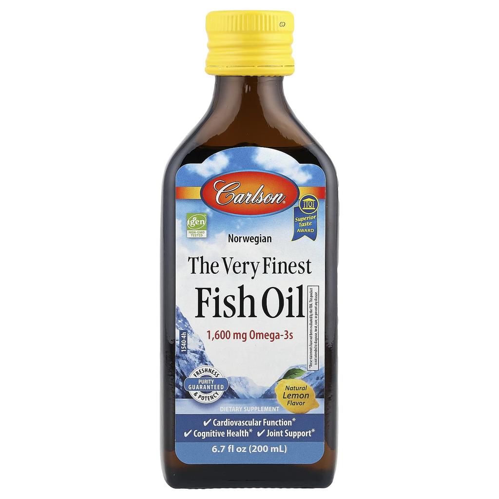 Carlson Norwegian, Premium Fish Oil, Natural Lemon Flavor, 1,600 Mg, 6.7 Fl Oz (200 Ml)
