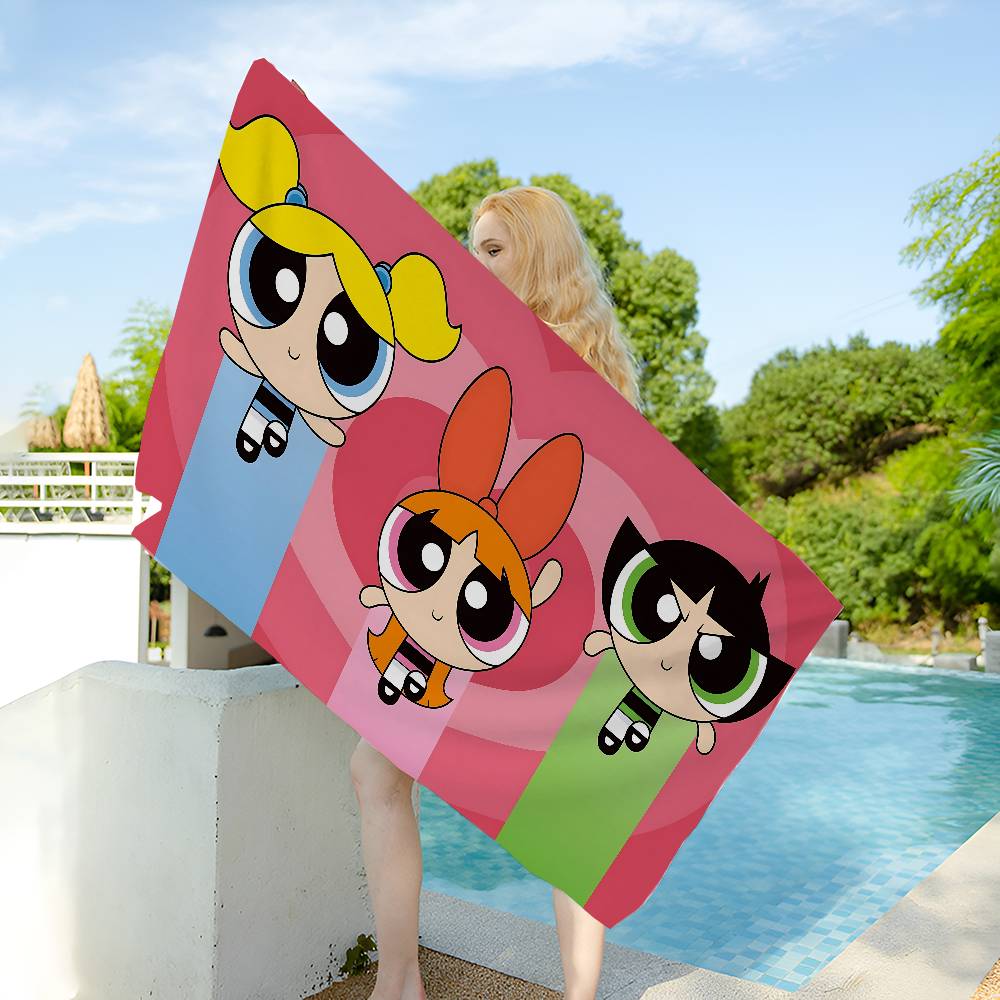 Animation The Powerpuff Girls Microfiber Blanket Quick Drying Beach Towels Oversized Printing Super Absorbent Pool Towel Blanket
