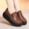 Round Head Platform Loafers Women's Spring New Retro Muffin Shoes Soft Leather Not Tired Feet Comfortable Mother Deep Mouth Shoes