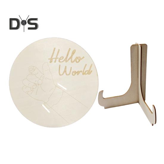 Wooden Baby Birth Wristband Display Board with Base Smooth Edge Burr Free Newborn Arrival Hand-Carved Versatile Plaque