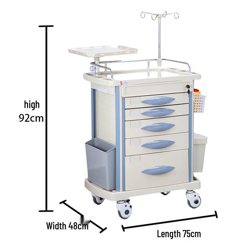 ABS Emergency Medical Cart with Flip-Top and Multiple Drawers