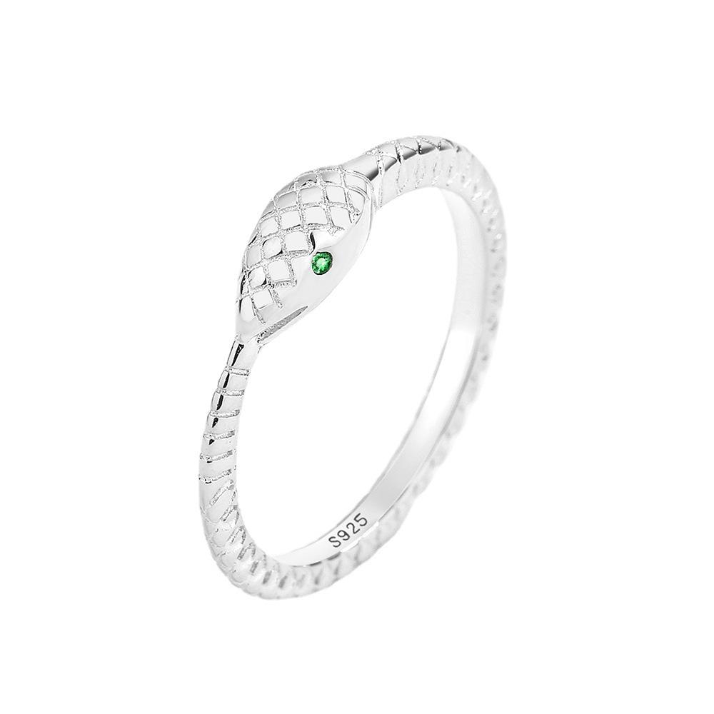 Милое кольцо-змея из стерлингового серебра 925 пробы для женщин - Модное кольцо на палец в японском стиле с дизайном змеи