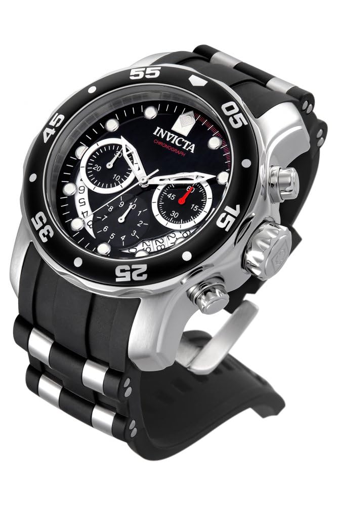 Pro Diver Quartz 48 мм Корпус из стали, черный, нержавеющая сталь, полиуретановый ремешок, черный циферблат 6977, обычный импорт, серебристый [Invicta] Мужские [Товар]