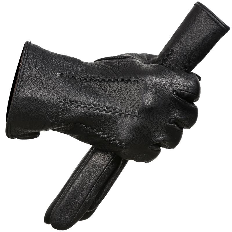 High Quality Touch Screen Men's Gloves Deerskin Grain Wool Lining Warm Winter Leather Gloves 8001N