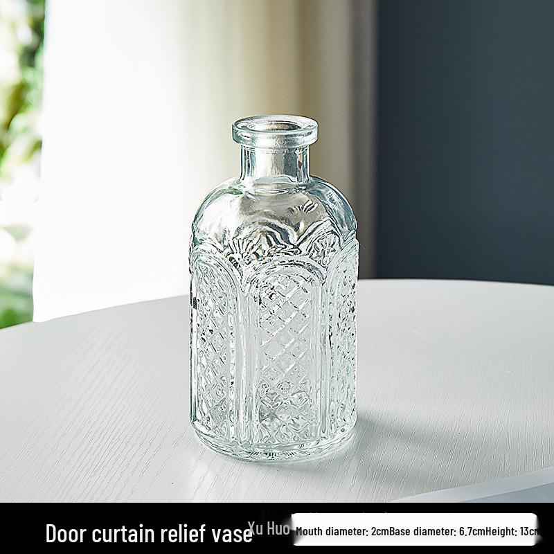 Европейская ваза из рельефного стекла в стиле легкой роскоши для гостиной, для цветочных композиций - Прозрачный гидропонный орнамент