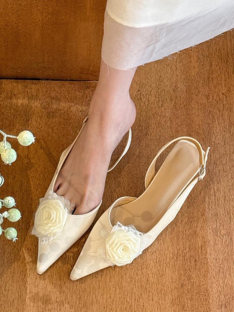 Фея зеленая роза • остроконечные цветочные туфли на высоком каблуке женские весенние босоножки 2025 года с пустым легким ртом