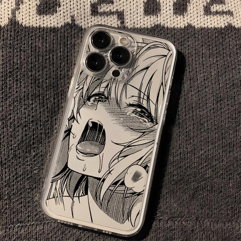 Чехол для телефона Cute girl trend Anime для iPhone 16 15 14 13 12 11 Mini Pro Max X XR XSMax 7 8 Plus SE20 A-Ahegaos Прозрачный чехол