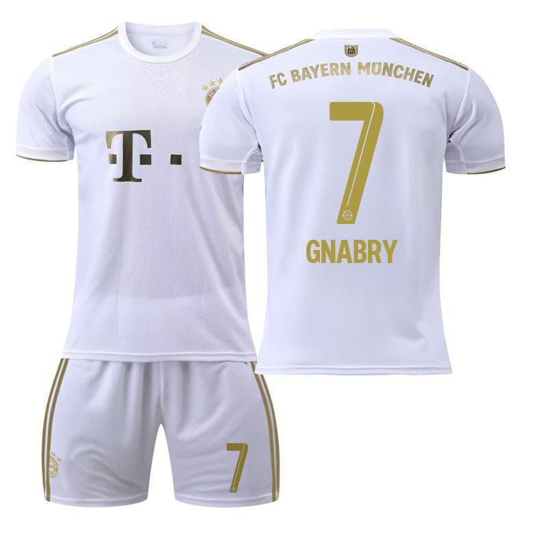 2223 Bayern Away White No. 17 Mane 4 Dericht 25 Muller Jersey Football Uniform Set Sportswear