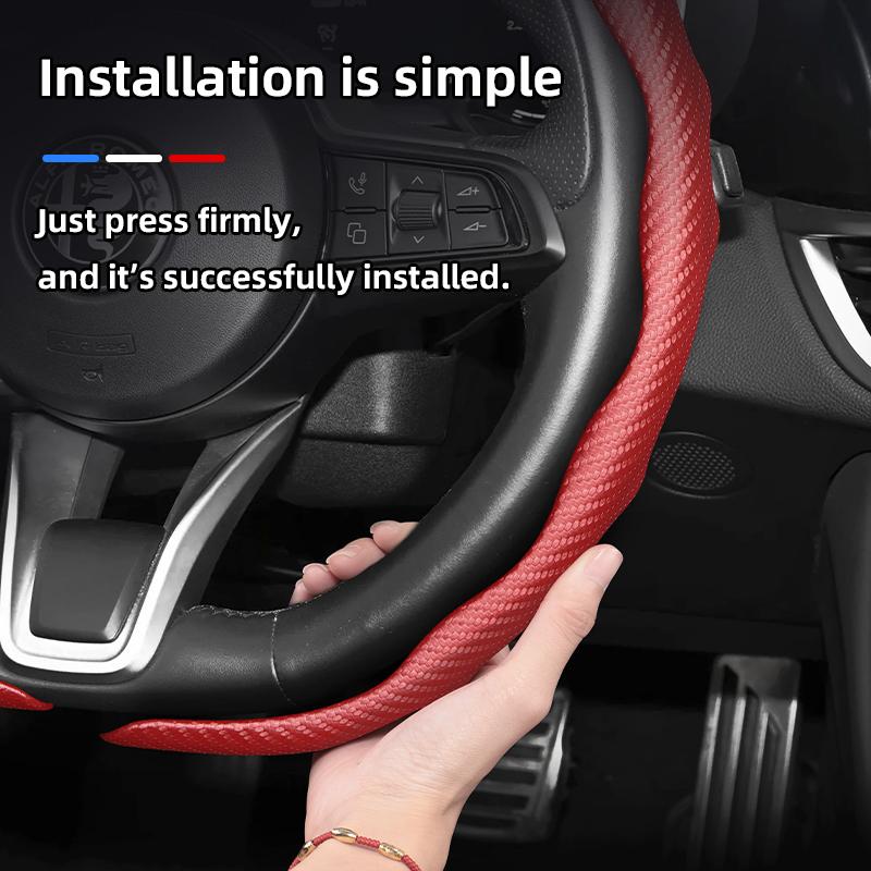 Suitable for Alfa Romeo Carbon Fiber Texture Steering Wheel Cover Snap-On Wave-Shaped Sports Design Protective Case Giulia 952 Stelvio 949 147
