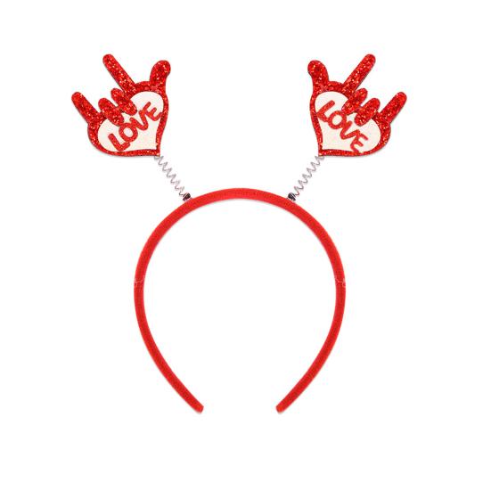 Ободок на голову в виде сердца на День святого Валентина, блестящий красный аксессуар для волос в виде сердца для Хэллоуина, праздника, свадьбы, дня рождения, костюма