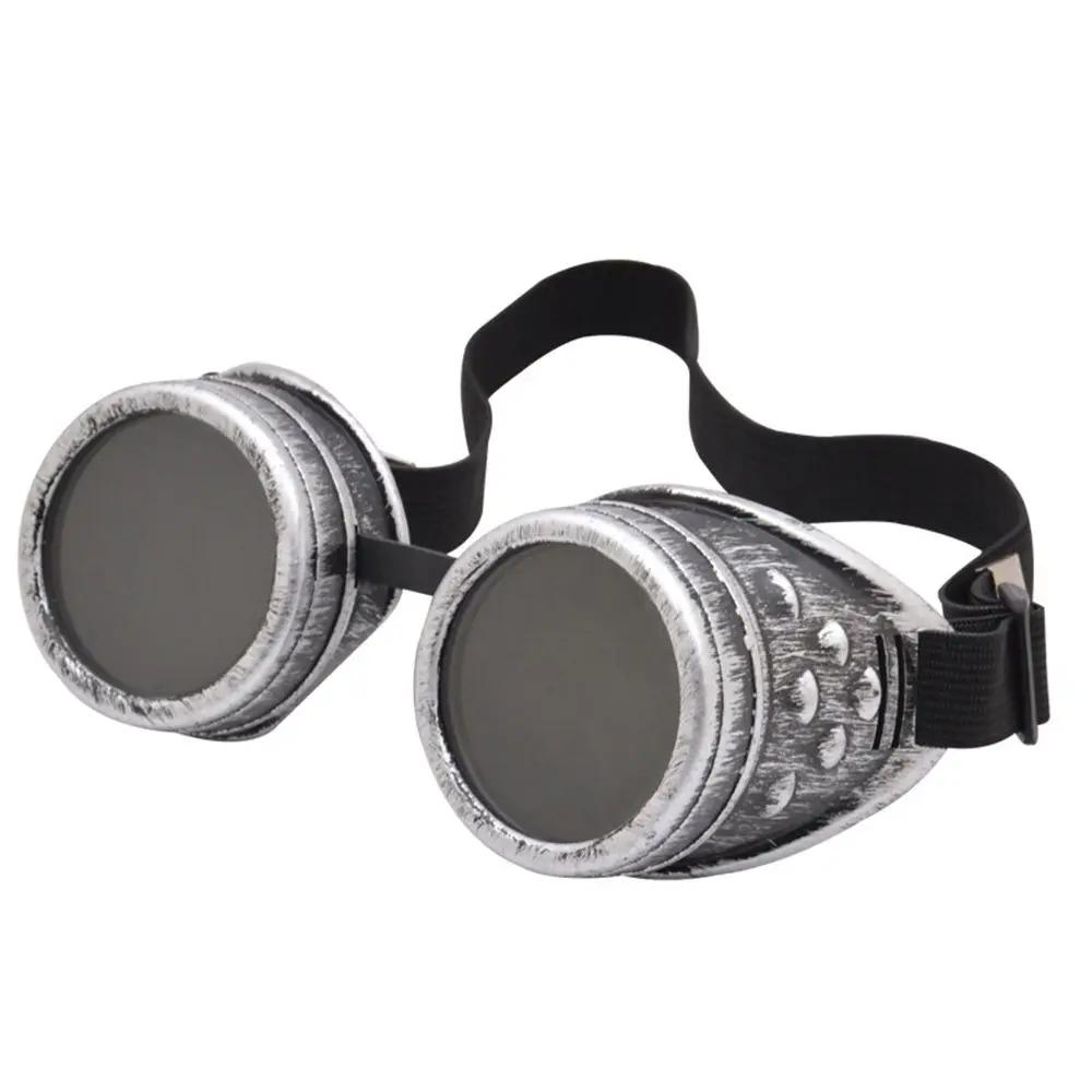 Стимпанк мотоциклетные очки с шипованными заклепками, винтажные круглые солнцезащитные очки для косплея для сварки и киберготов