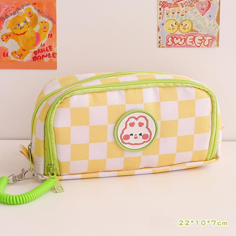 Cute Plaid Large Capacity Pencil Cases Kawaii Pouch Bag Box Back To School Supplies Korean Organizer Stationery