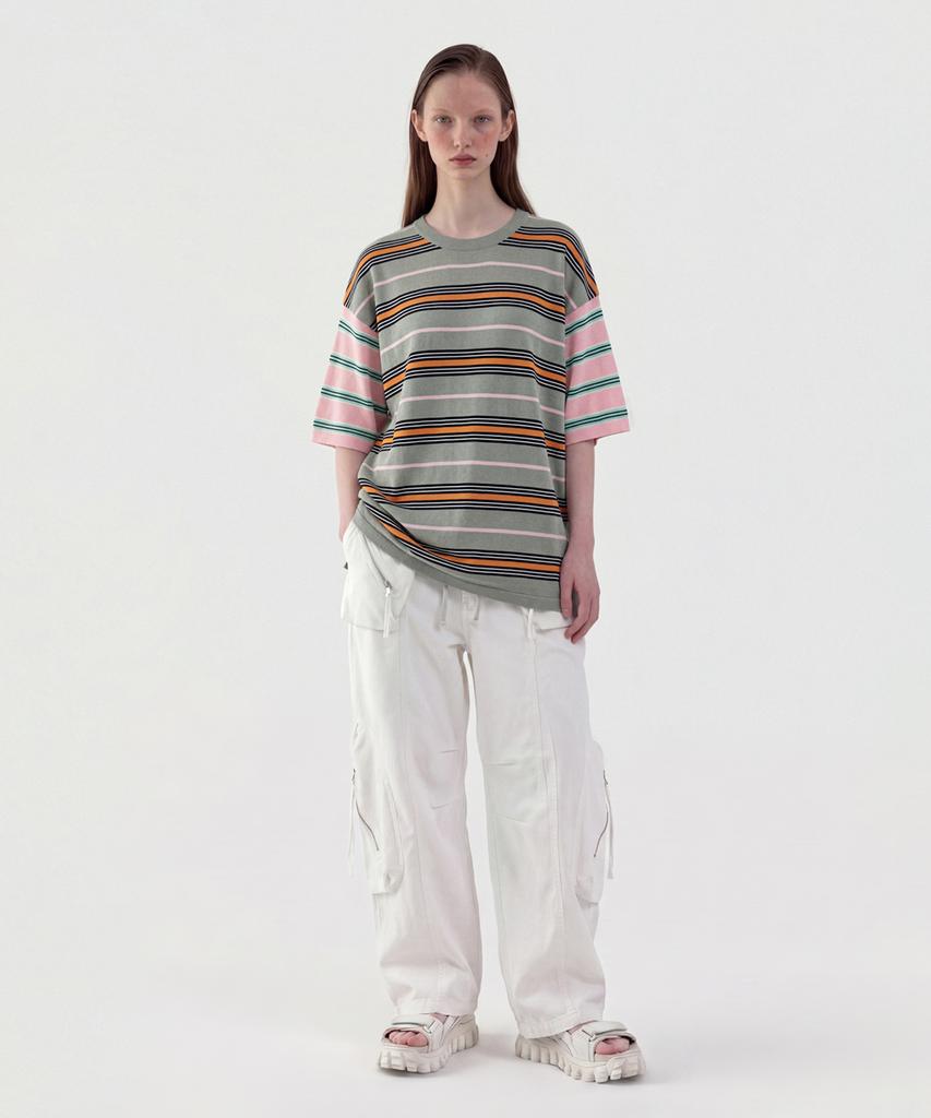 CUTZ Multi-Stripe Short Sleeve Knit (Blue)