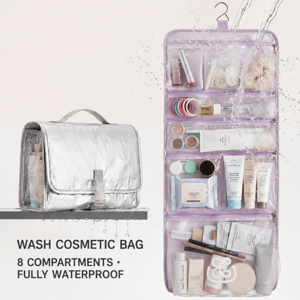 Large Capacity Cosmetic Wash Organizer Multi-Compartment Hanging Toiletry Bag Travel Essentials