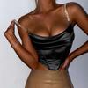 Sexy Women's  Suspender  Vest Rhinestone - Strapped Satin Crop Camisole: Chic & Sparkly, Multiple Colors Available