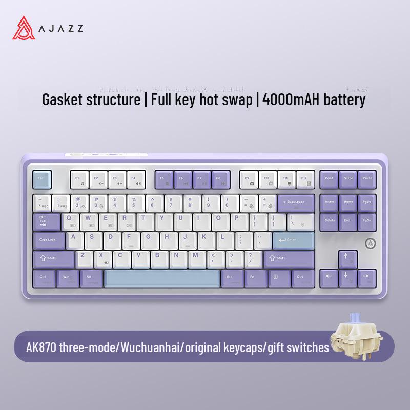 Беспроводная Bluetooth механическая клавиатура Black Duke AK870 - Магнитные переключатели, Настраиваемая с возможностью горячей замены, Цветной экран, Киберспортивная игровая.