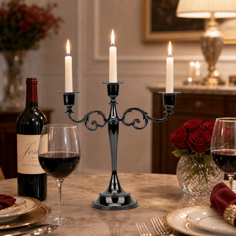 Metal Antique Metal Candle Holder Black Classic Indoor Ornament  Hotel Indoor Layout