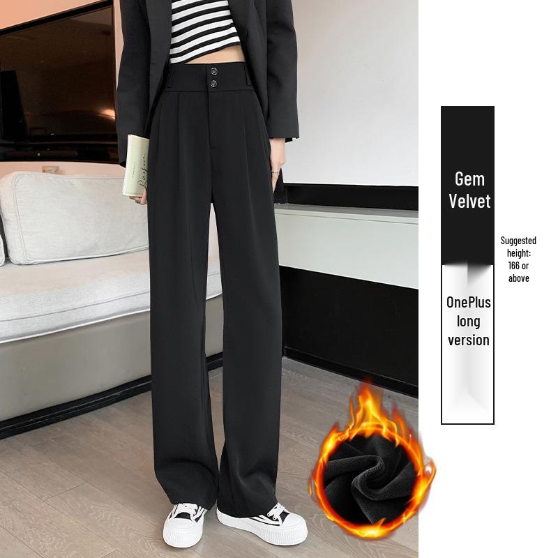 Женские черные брюки с высокой посадкой и широкими штанинами, 2025: Стройнящий, Драпированный, Повседневный, Весенне-осенний стиль