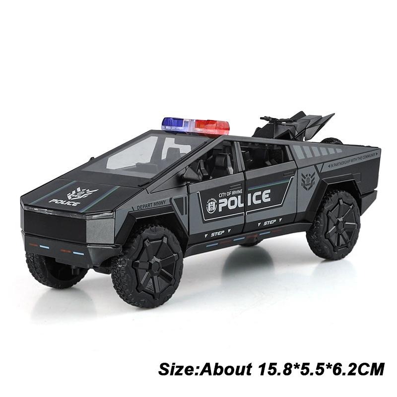 1:32 Pickup Charger Police Car Model Toy Doors Opened Sound Light Pull Back Models Shock Absorption Toys Boy Gift Ornaments