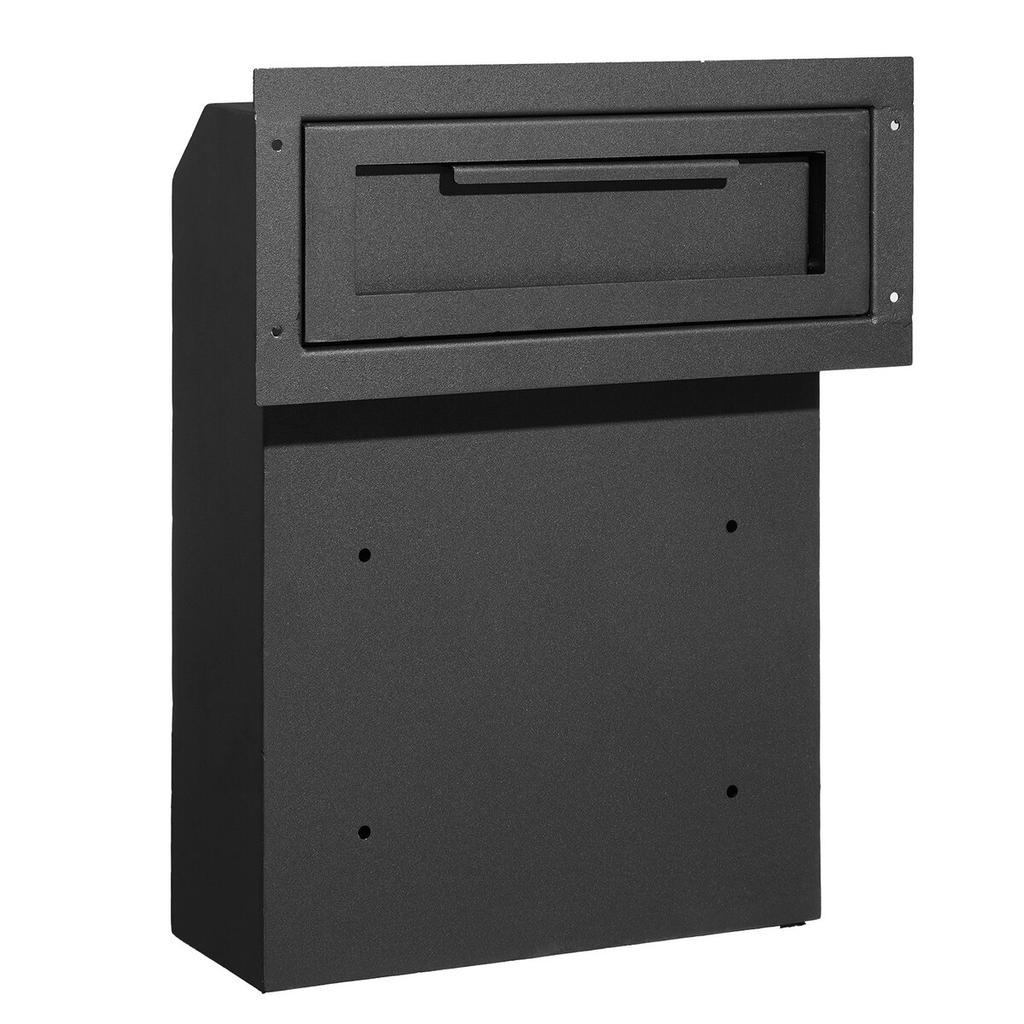 Through The Door Key Drop Box 12x6x16" Mailbox with 1.8"12" Key Lock Black