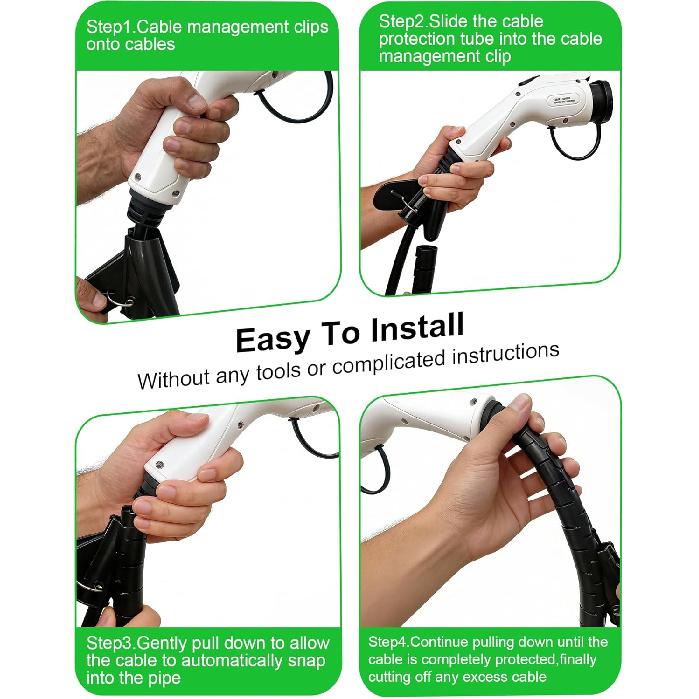 EV Charger Cable Protector 26FT, 7/8 inch Car Charging Cable Flexible Wire Covers Cord Protectors- Durable and Anti-Wear, Prevents Pet Chewing, Door