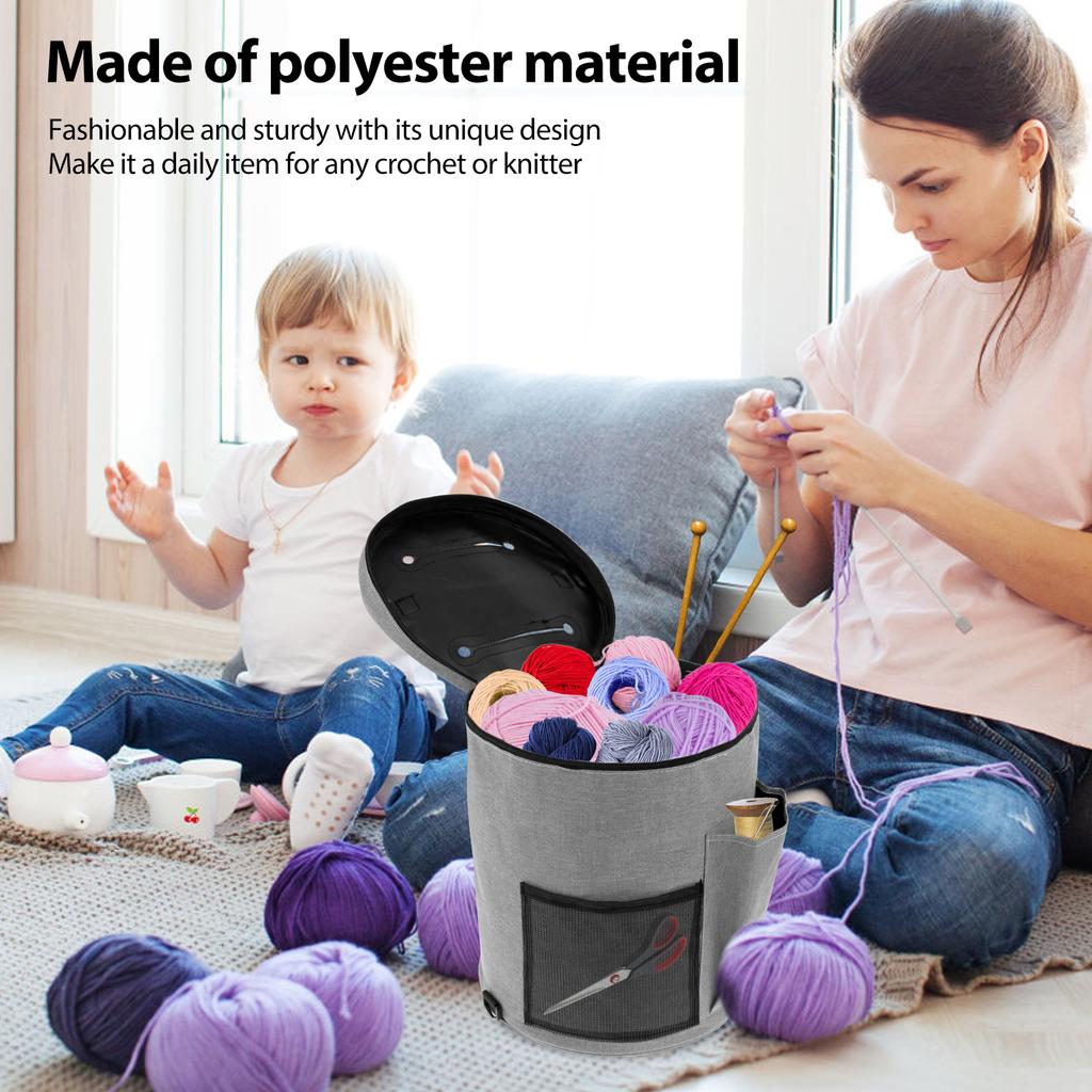 Сумка для хранения вязальных инструментов, органайзер для пряжи, сумка-тоут, большая вместимость, портативная, с передними спицами и крючками, карманом