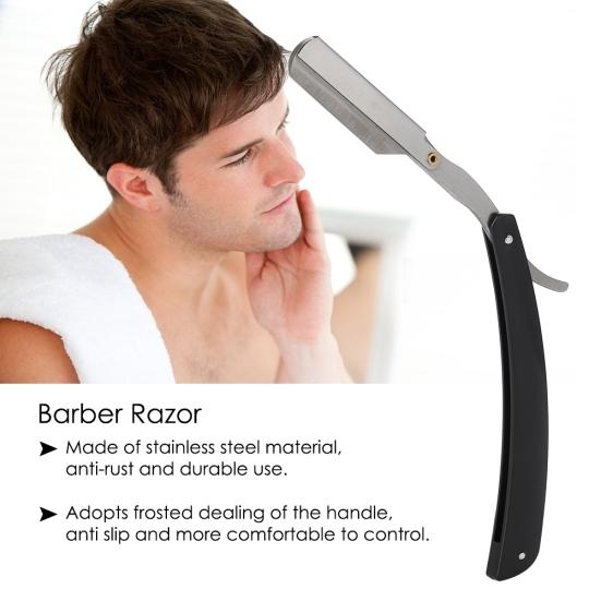 Carbon Steel Barber Hairdressing Razor Eyebrow Folding Shaving Knife Holder Tool