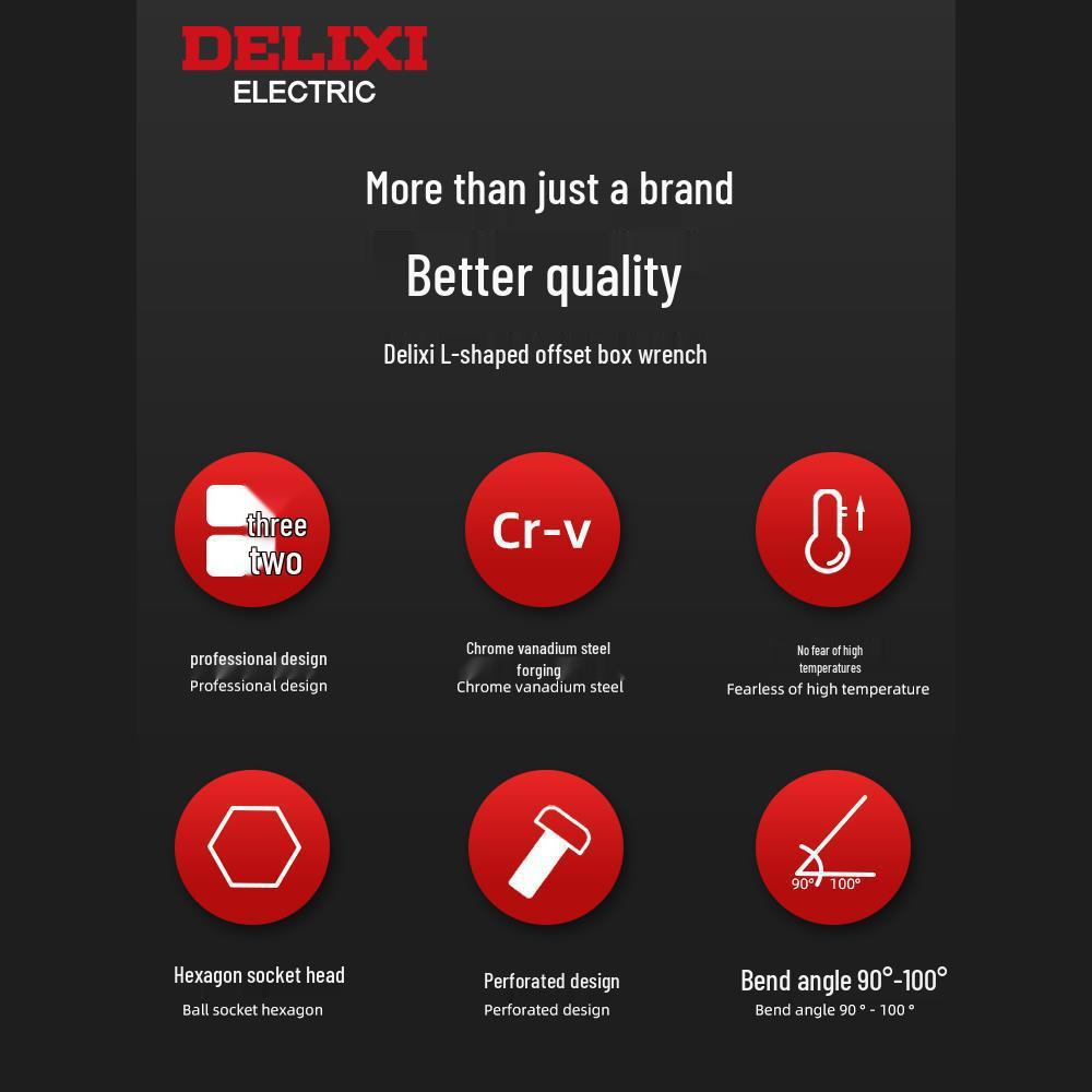 Изогнутый торцевой ключ Delixi L-типа для ремонта автомобилей
