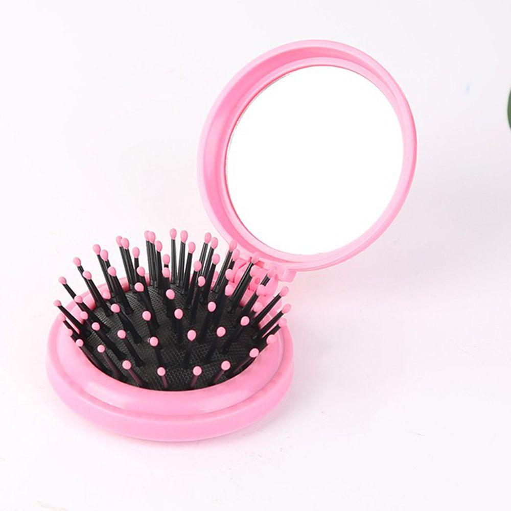 Comb Pocket Size Compact Cosmetic Mirror Included Folding Hair Brush Beauty Tools Scalp Massager