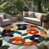 Round Vintage Botanical Flower Print Rug Non-slip Floor Mat for Living Room Bedroom Vanity Area Home Decoration