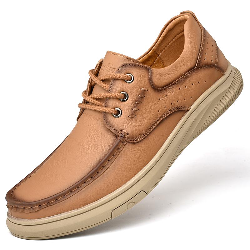 High-Quality Men's Lace-Up Breathable Casual Shoes Soft-Soled Business Office Loafers Fashionable And Comfortable Driving Shoes