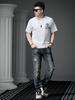 Ozhouzhan Men's High end Bear Print Short sleeve T-shirt 2025 New Summer Trendy All-Match Half Sleeve Top Clothes