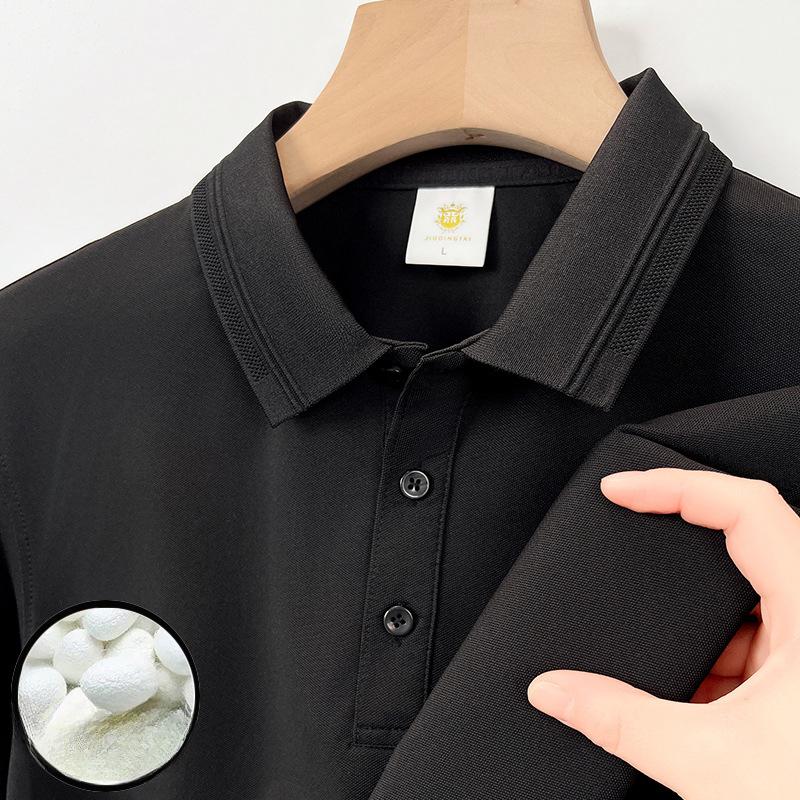 7A Ice Silk, бесшовная рубашка-поло с короткими рукавами для мужчин, летняя однотонная футболка из тутового шелка и бамбукового волокна