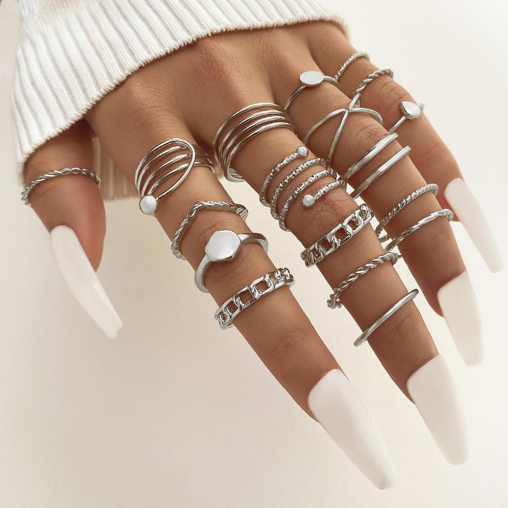 Open multi-joint ring set for women, featuring a unique hollow heart and butterfly design22Set
