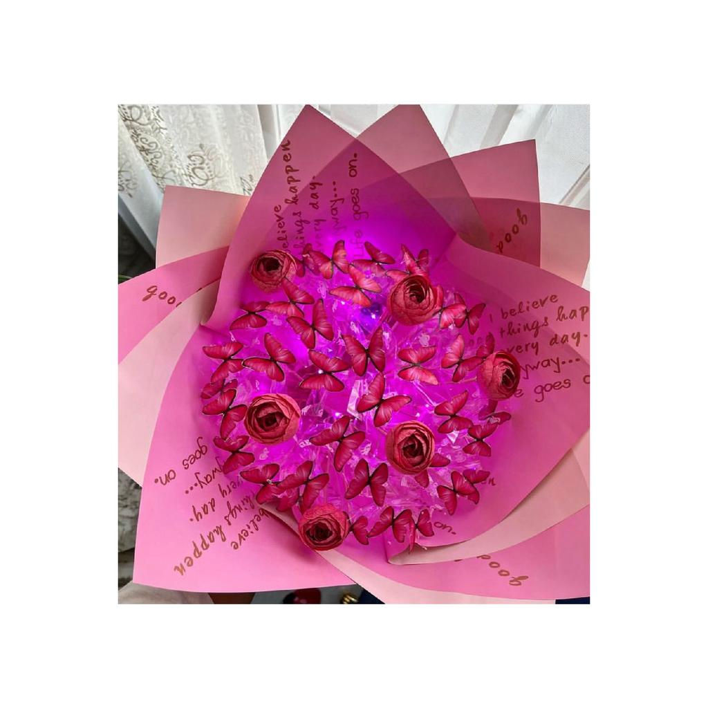 Pink Butterfly Bouquet With Led Gift For Lover