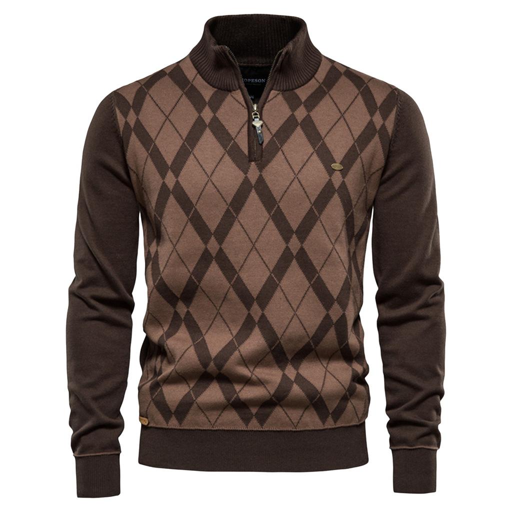 New Half Zipper British Long Sleeve Men's Sweater