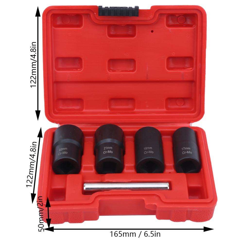 5pcs 6-Point Sockets Nut Extractor Socket Set Stripped Lug Nut Remover For Vehicle Repair