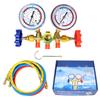 Freon R134A Refrigerant Diagnostic Manifold Gauge Set with Hose and Hook - Professional 3 Way AC Tool for R12 R22 R404A R134A