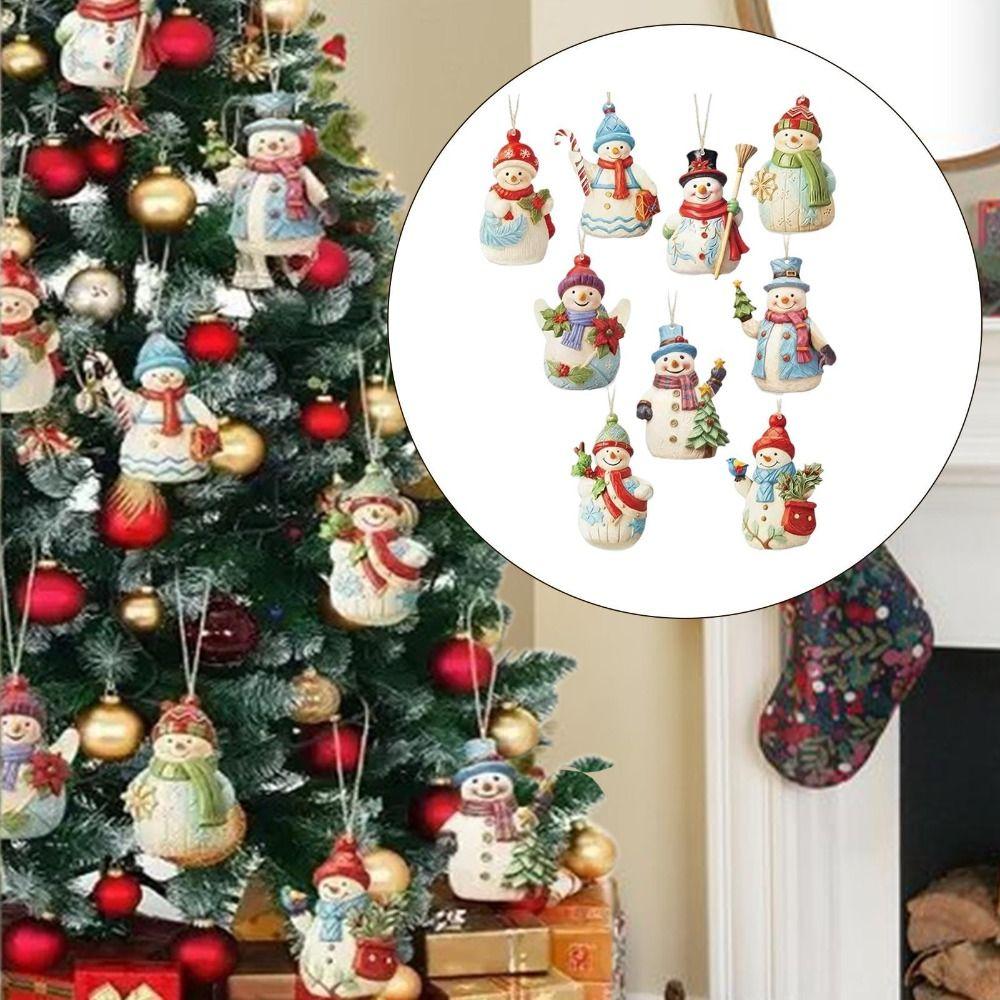 18/27Pcs Wooden Christmas Snowman Ornaments Snowman Pendant Hanging Crafts Christmas Tree Decor