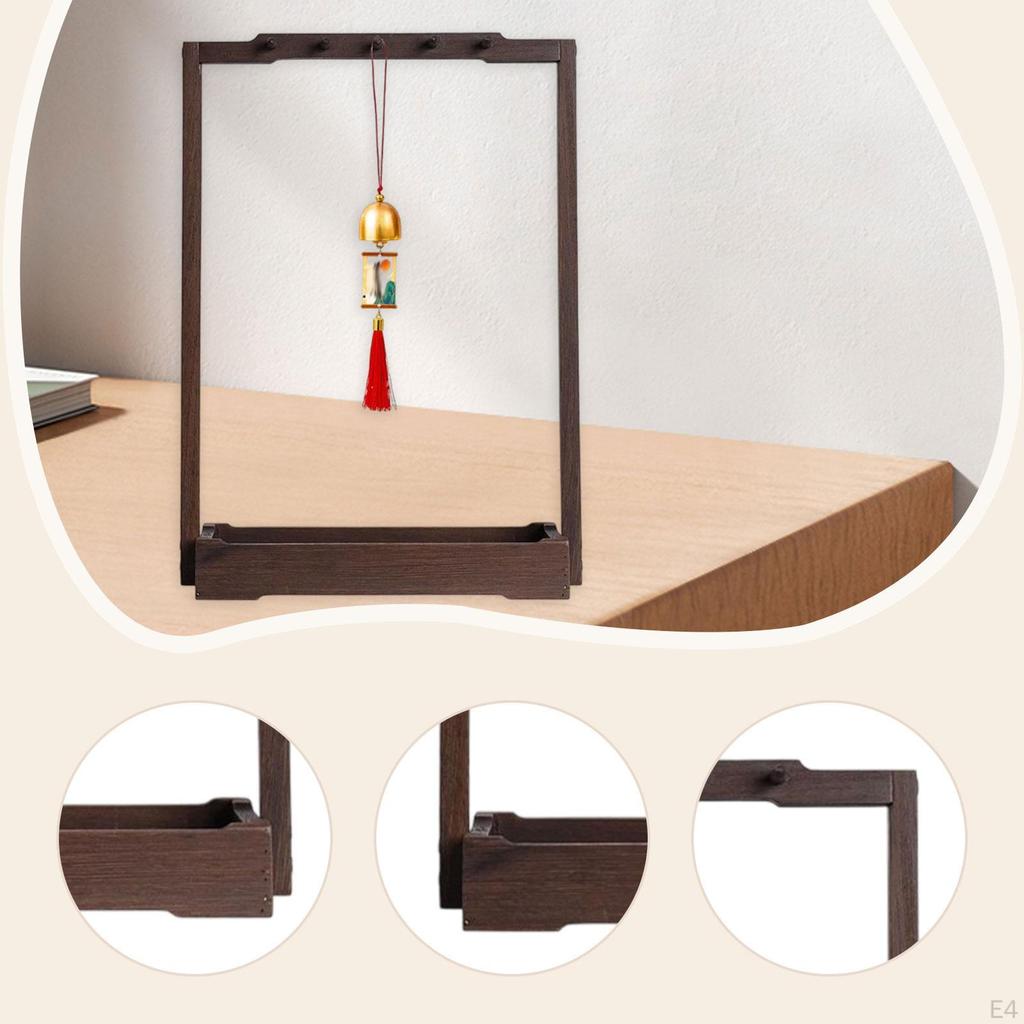 Wind Chime Stand Chinese Calligraphy Pen Holder Wooden Decor Desktop Accessory Windchime