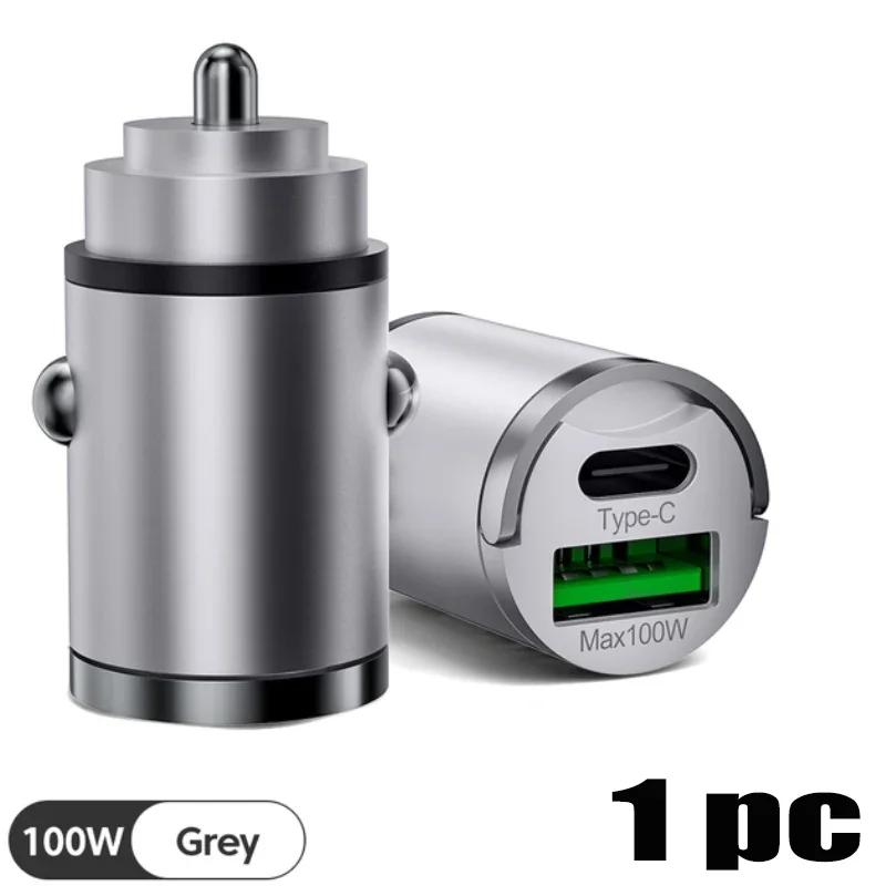 Мини 100 Вт USB Автомобильное зарядное устройство Тип C QC3.0 PD Автомобильные зарядные устройства Быстрая зарядка Адаптер для автомобильного зарядного устройства телефона Для iphone Samsung Huawei Xiaomi