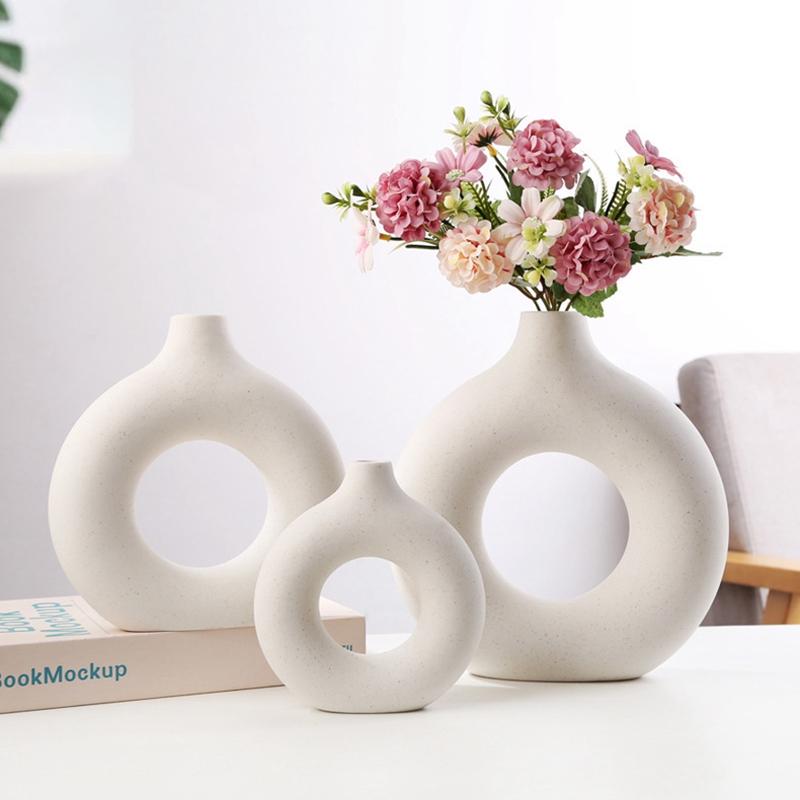 Пластиковая ваза Nordic White Creative Spiral Flower Vases Pamas Grass Pot Aesthetics Flower Arrangement Container Home Table Decor