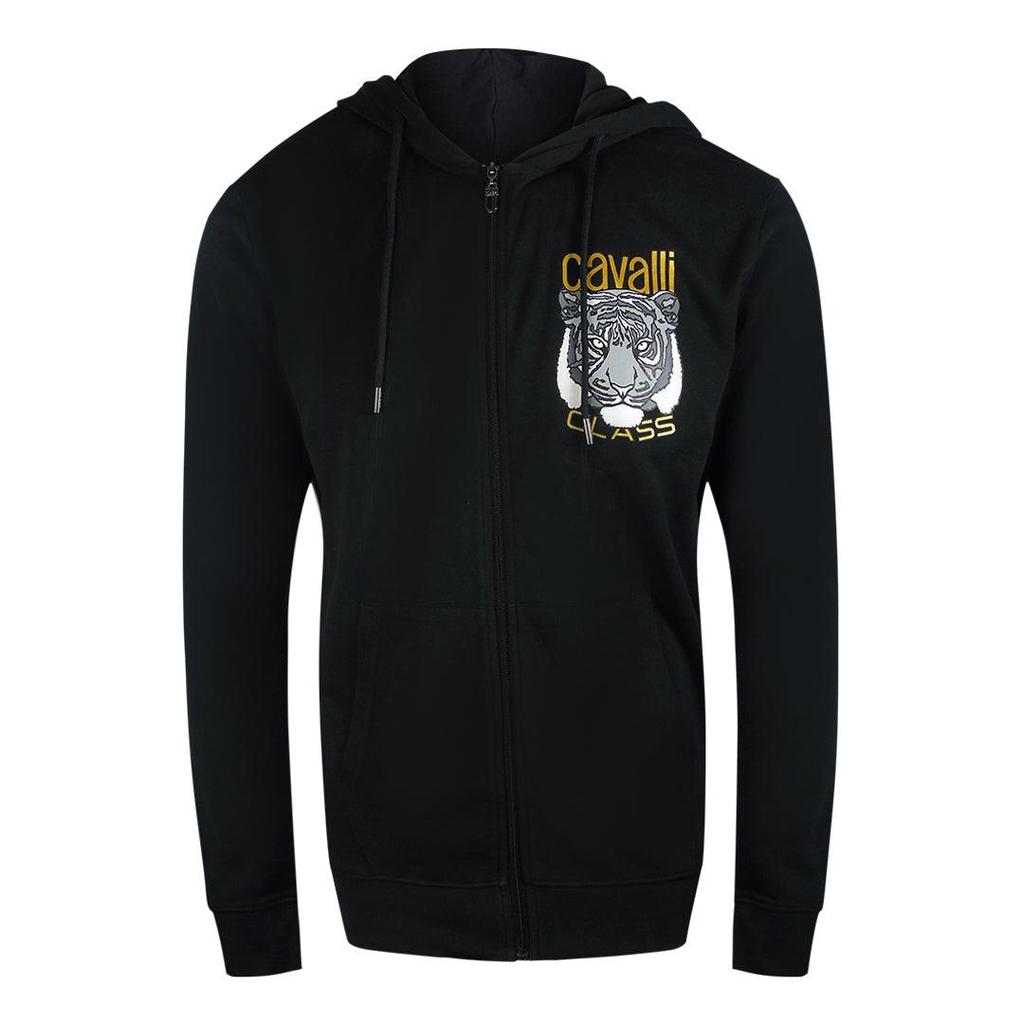 Cavalli Class Mens Bold Tiger Logo Full Zip Hoodie