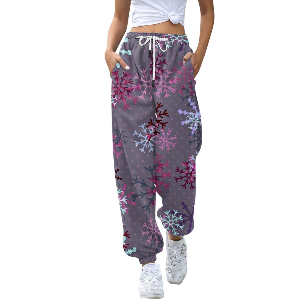 Women's Casual Fashion Christmas Printed Casual Sweatpants Elastic Waist Drawstring Pants