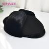 Black Whole Mink Fur Hats for Men Winter Warm Earflap Trapper Caps Neck Warmer Pilot Hat