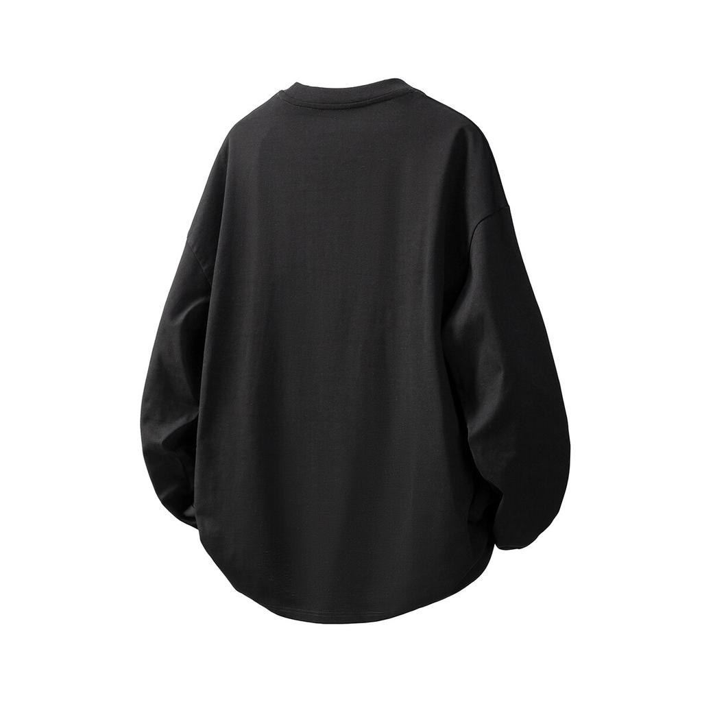 2025 Весна Осень Мужская Футболка с Длинным Рукавом Мужская Повседневная Корейская Футболка Мужская Однотонная Хлопковая Майка Мужская Оверсайз Черная Футболка