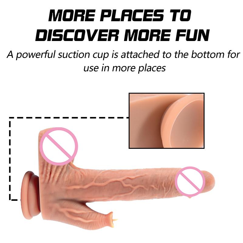 Телескопический пенис для облизывания языка с проводным дистанционным управлением, стимулятор клитора точки G, подогрев, большой фаллоимитатор, вибратор с присоской