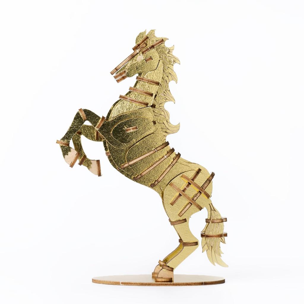 Ki-gu-mi Horse - A 3D Wooden Puzzle and DIY Craft Kit for Kids and Adults Alike - Educational Toy for Boys and Girls - a Great 3D Art Piece and a