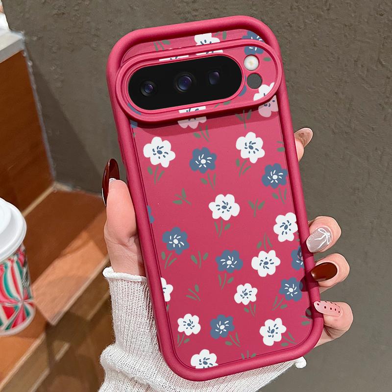 Мягкий силиконовый чехол с цветочным узором для Google Pixel 9 8 Pro Xl 8a, противоударный матовый защитный чехол для линз, устойчивый к падению, однотонный чехол