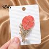 Feather Lapel Pin Faux Pearl Rhinestone Brooch, Decorative Clip Lightweight Brooch for Women, Sweater Cardigan Coat Suit Jewelry Accessories Shaped
